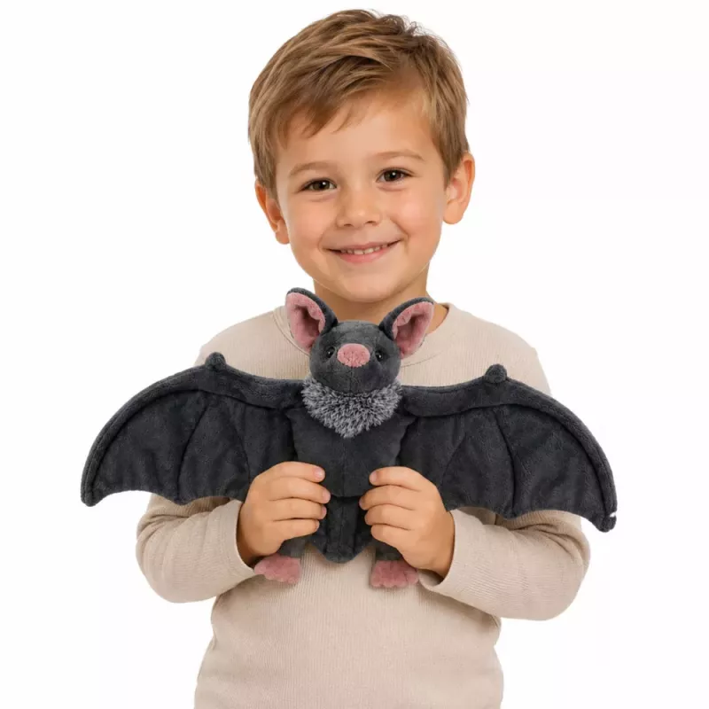 LEAN TOYS Peluche murciélago con alas plegables gris 57 cm