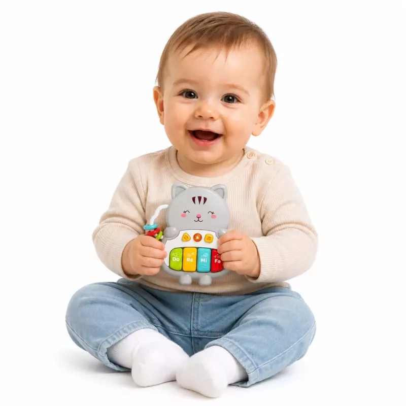 LEAN TOYS Juguete musical piano de gato educativo para niños pequeños melodías y sonidos