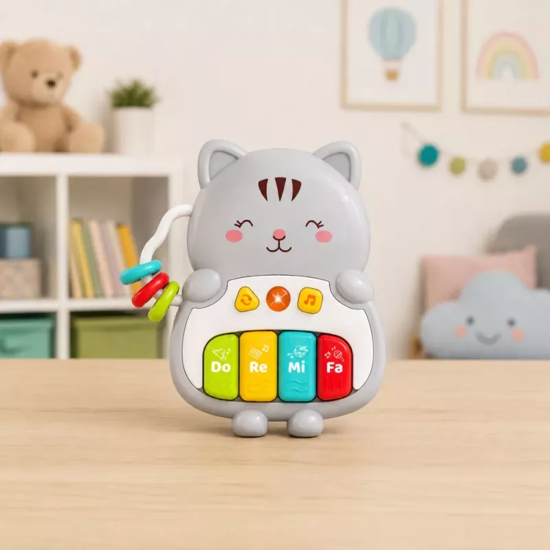 LEAN TOYS Juguete musical piano de gato educativo para niños pequeños melodías y sonidos