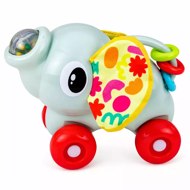 LEAN TOYS Juguete interactivo sensorial de coche elefante para niños pequeños gris