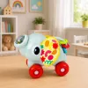 LEAN TOYS Juguete interactivo sensorial de coche elefante para niños pequeños gris