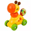 LEAN TOYS Juguete interactivo sensorial de coche jirafa para niños pequeños amarillo