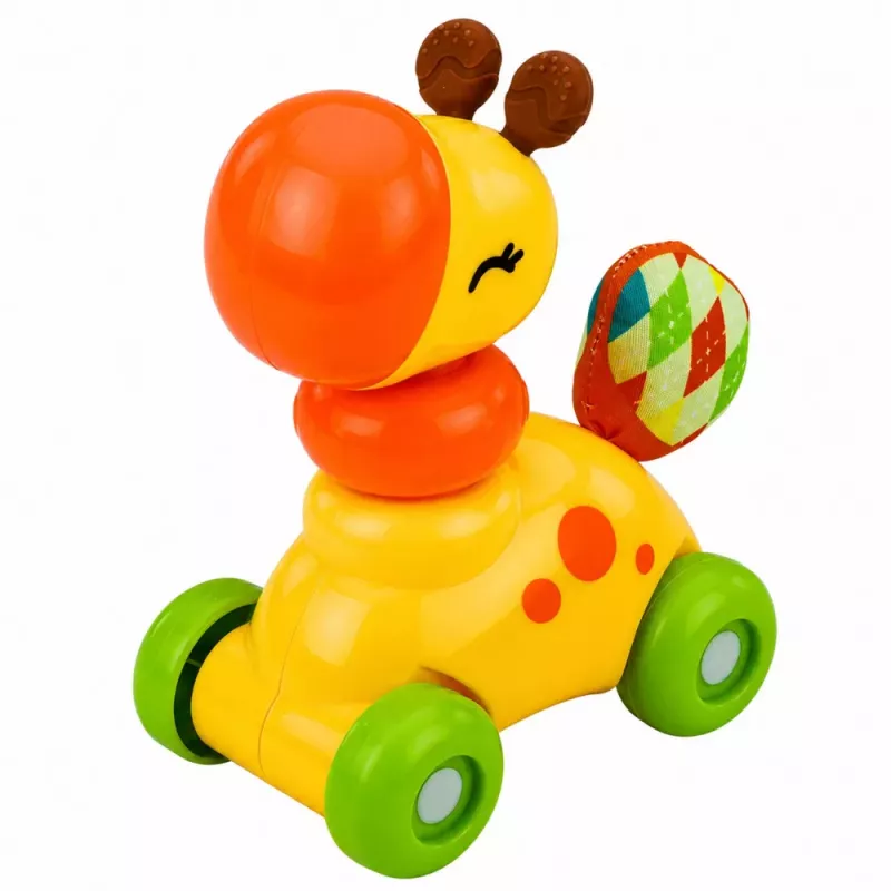 LEAN TOYS Juguete interactivo sensorial de coche jirafa para niños pequeños amarillo