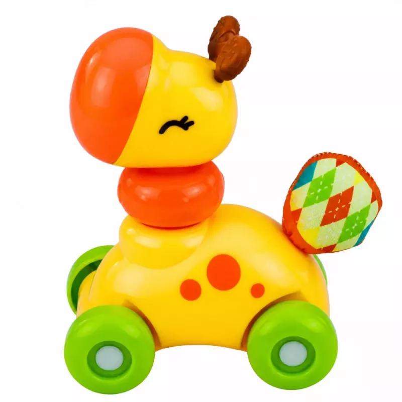 LEAN TOYS Juguete interactivo sensorial de coche jirafa para niños pequeños amarillo