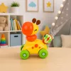 LEAN TOYS Juguete interactivo sensorial de coche jirafa para niños pequeños amarillo