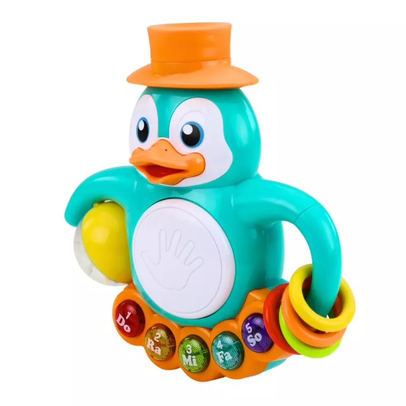 LEAN TOYS Juguete interactivo pingüino piano tambor cuentas pelota sonajero