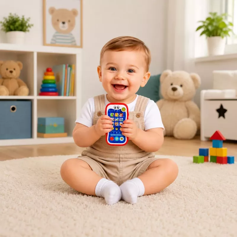 LEAN TOYS Teléfono interactivo educativo para niños pequeños con sonidos de animales y luces