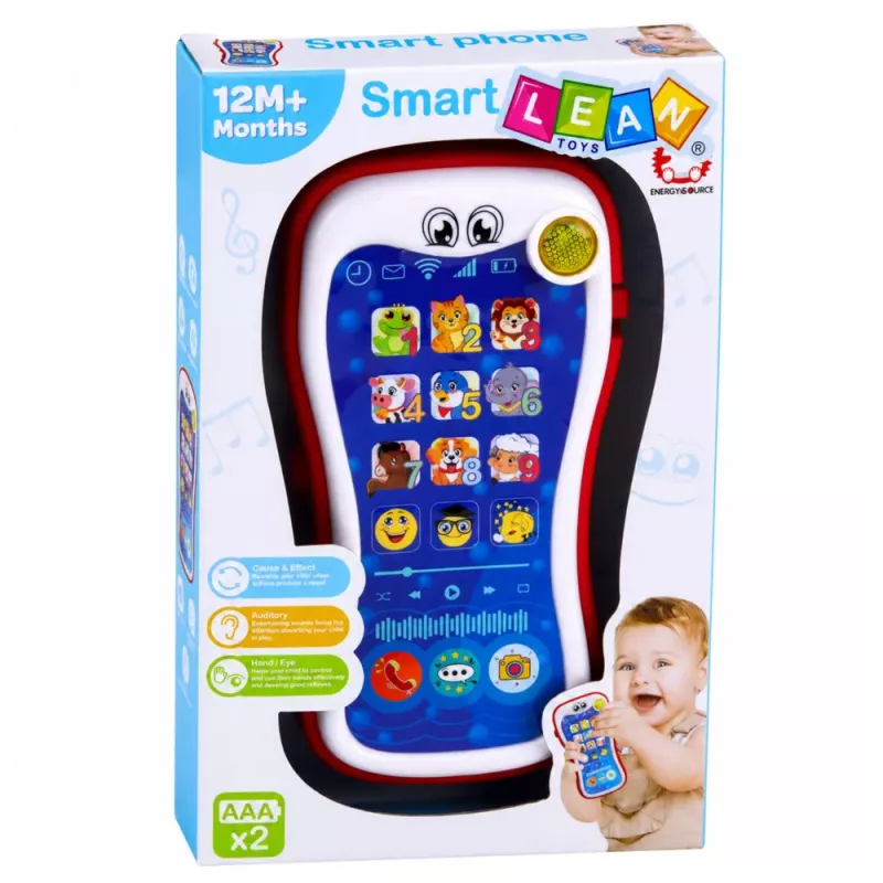 LEAN TOYS Teléfono interactivo educativo para niños pequeños con sonidos de animales y luces