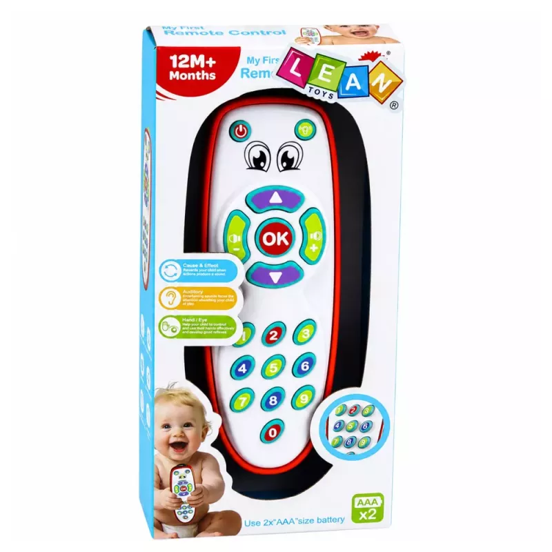 LEAN TOYS Mando a distancia interactivo educativo para niños pequeños con luz y sonido ajustables