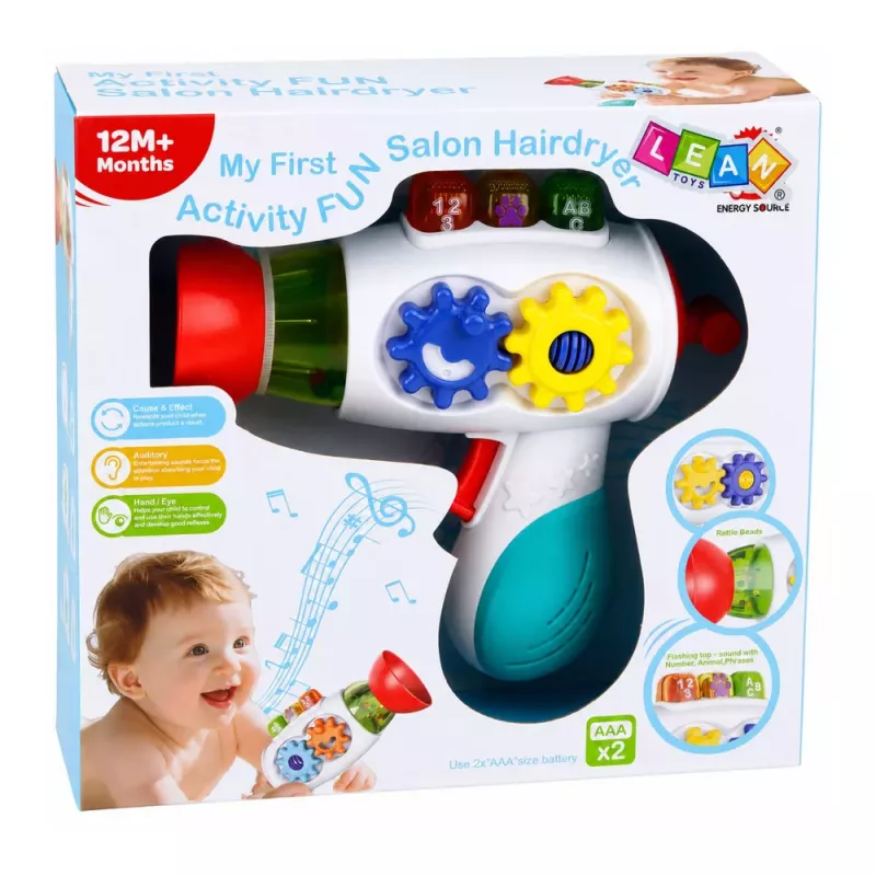 LEAN TOYS Secador de bebé interactivo con luces, sonidos, engranajes y bolas