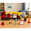 LEAN TOYS Camión de bomberos motorizado figura de bombero set de bloques de construcción
