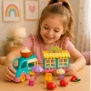 LEAN TOYS Coche heladería con figura de chica motorizada postres set de bloques de construcción