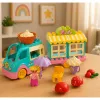 LEAN TOYS Coche heladería con figura de chica motorizada postres set de bloques de construcción