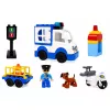 LEAN TOYS Set coche de policía City con bloques de construcción motorizados, figuras y accesorios