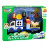 LEAN TOYS Set coche de policía City con bloques de construcción motorizados, figuras y accesorios