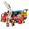 LEAN TOYS Camión de bomberos plegable set de bloques de construcción con figuras de bombero, luz y sonido, 94 piezas