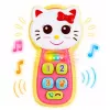 LEAN TOYS Teléfono de bebé interactivo gato espejo sonajero luz y sonido