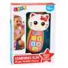 LEAN TOYS Teléfono de bebé interactivo gato espejo sonajero luz y sonido