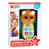 LEAN TOYS Teléfono de bebé interactivo osito con espejo, sonajero, luces y sonidos