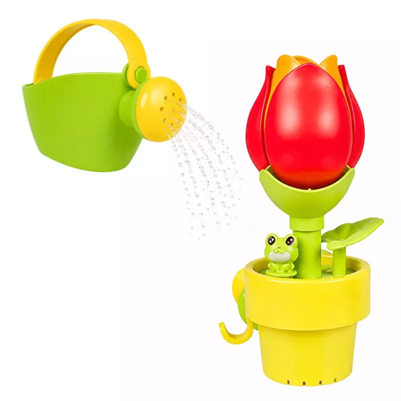 LEAN TOYS Juguete de baño maceta de tulipanes regadera fuente de agua