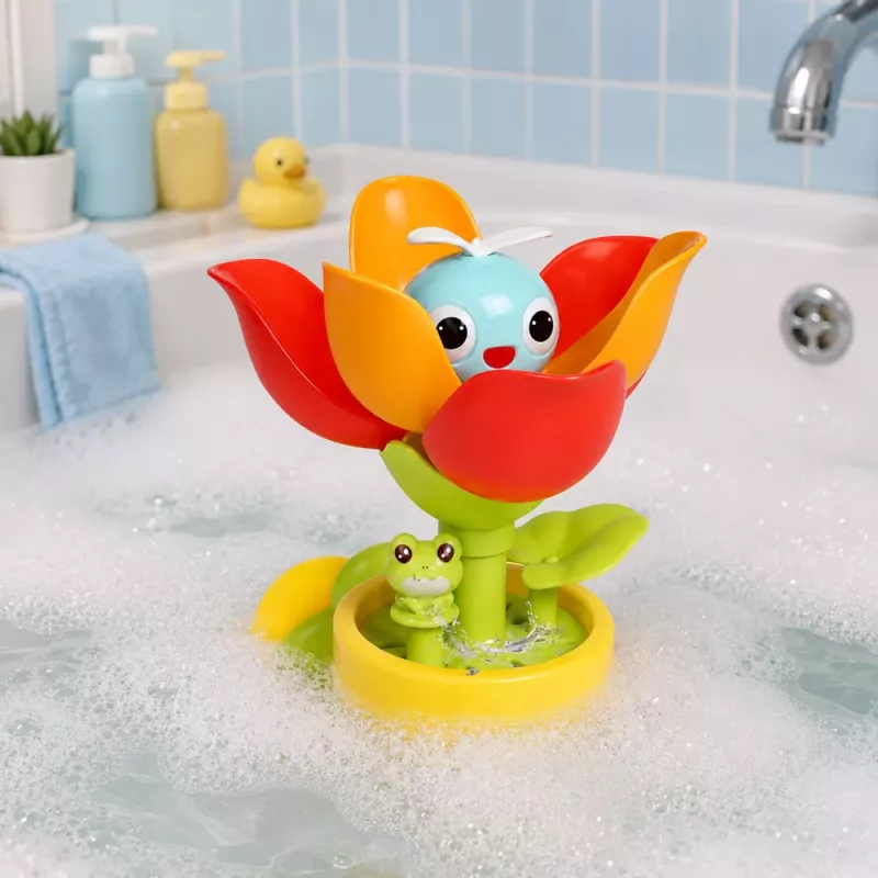 LEAN TOYS Juguete de baño maceta de tulipanes regadera fuente de agua