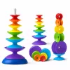 LEAN TOYS Torre sensorial giratoria puzzle educativo para niños pequeños multicolor