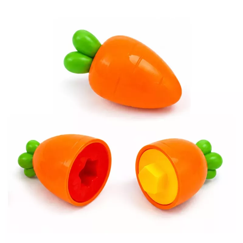 LEAN TOYS Clasificador educativo de zanahorias formas y colores 12 piezas