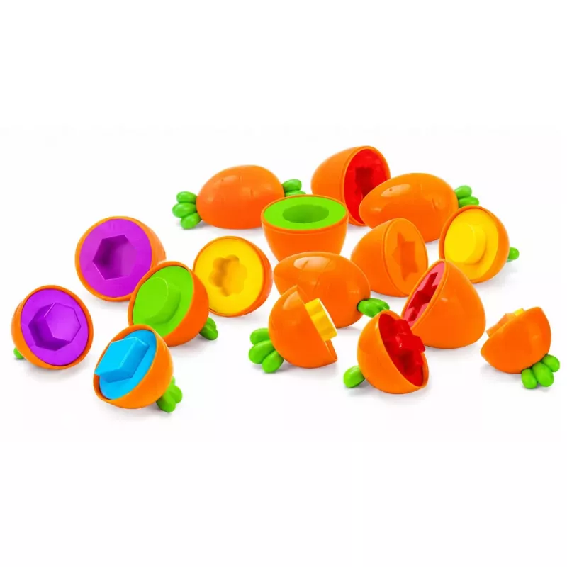 LEAN TOYS Clasificador educativo de zanahorias formas y colores 12 piezas