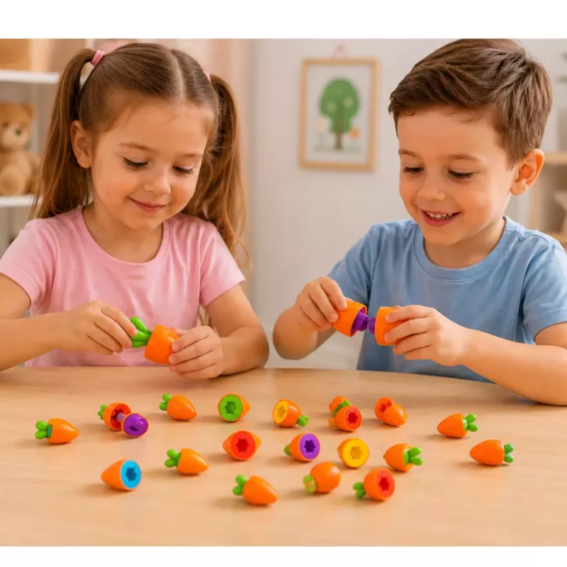 LEAN TOYS Clasificador educativo de zanahorias formas y colores 12 piezas