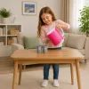LEAN TOYS Hervidor de agua infantil con set de tazas, sonidos de cocina, luces, rosa
