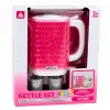 LEAN TOYS Hervidor de agua infantil con set de tazas, sonidos de cocina, luces, rosa