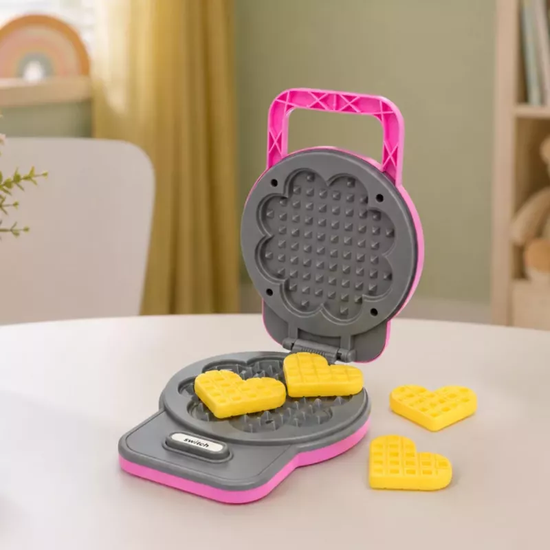 LEAN TOYS Máquina de gofres para niños - gofres con luces de colores cambiantes y sonidos - rosa