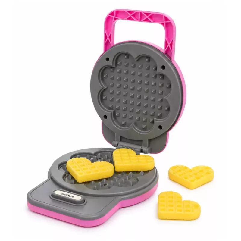 LEAN TOYS Set de cocina máquina de gofres batidora con accesorios intercambiables luces sonidos rosa