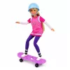 LEAN TOYS Muñeca Anlily con monopatín lila, casco y conjunto de sudadera larga