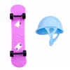 LEAN TOYS Muñeca Anlily con monopatín lila, casco y conjunto de sudadera larga