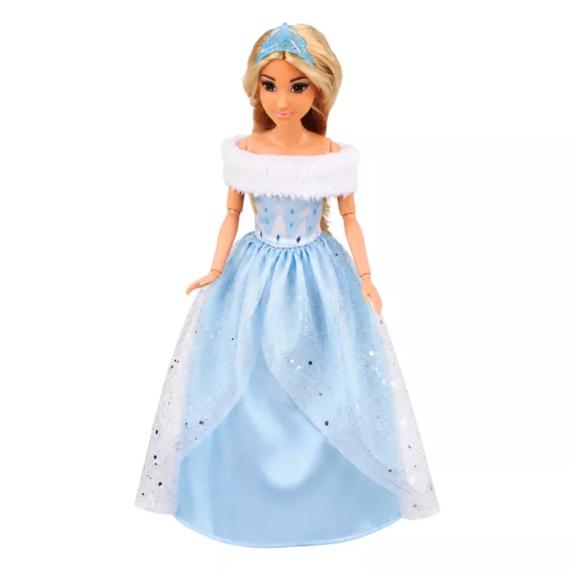 LEAN TOYS Muñeca Anlily sobre un caballo blanco princesa con vestido azul accesorios