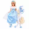 LEAN TOYS Muñeca Anlily sobre un caballo blanco princesa con vestido azul accesorios