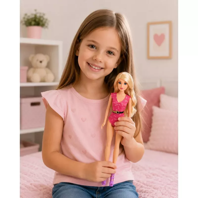 LEAN TOYS Muñeca Anlily en bañador con bolsa de playa y set de accesorios