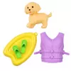 LEAN TOYS Muñeca Anlily en lancha motora con perro, chaleco salvavidas, tabla de surf y set de accesorios