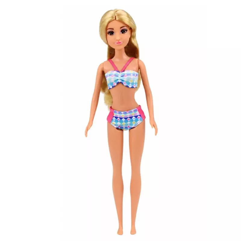 LEAN TOYS Muñeca Anlily en la piscina con tobogán palmera accesorios de playa set