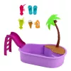 LEAN TOYS Muñeca Anlily en la piscina con tobogán palmera accesorios de playa set