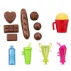 LEAN TOYS Muñeca Anlily vendedora con puesto de bebidas y snacks set de accesorios
