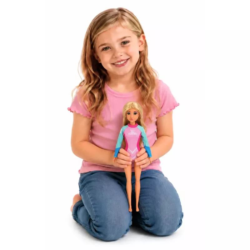 LEAN TOYS Muñeca Anlily surfista con neopreno y set de accesorios de tabla de surf
