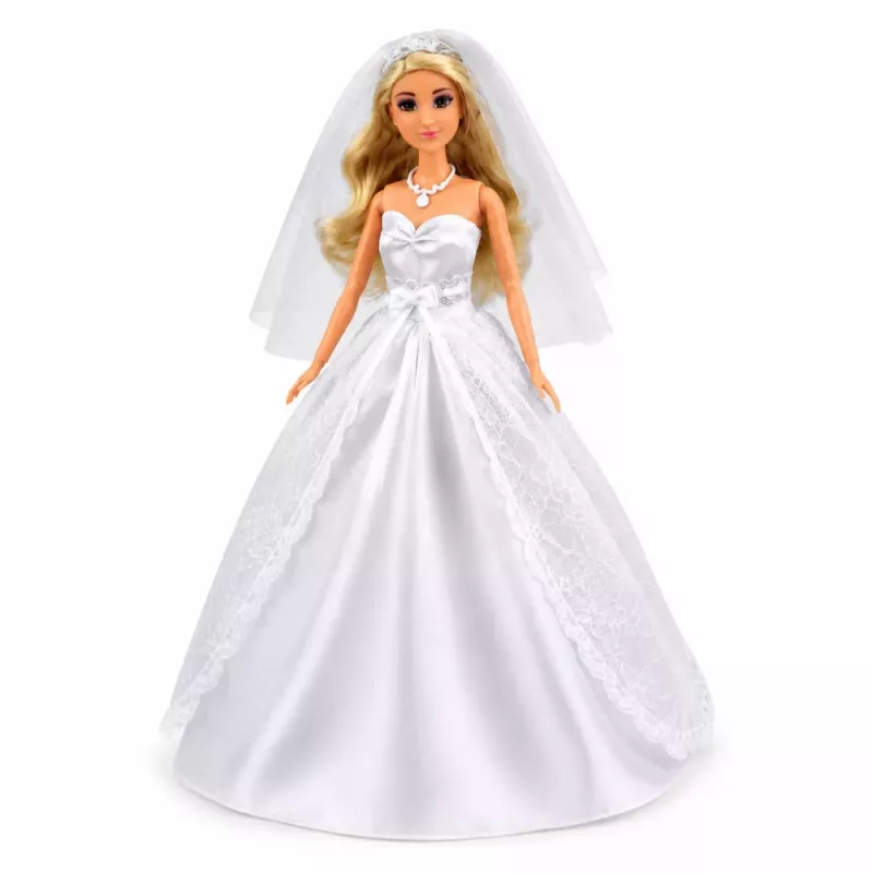 LEAN TOYS Muñeca Anlily novia con vestido de novia blanco con set de accesorios de encaje
