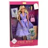 LEAN TOYS Muñeca Anlily fashion con vestido lila con corazones y set de accesorios de bolso
