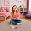 LEAN TOYS Muñeca Anlily fashion con vestido rosa, perro blanco, bolso, gafas set
