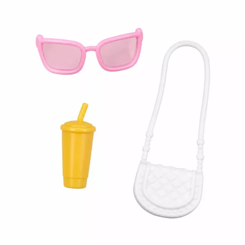 LEAN TOYS Muñeca Anlily fashion con falda y sombrero bolso vaso set de accesorios