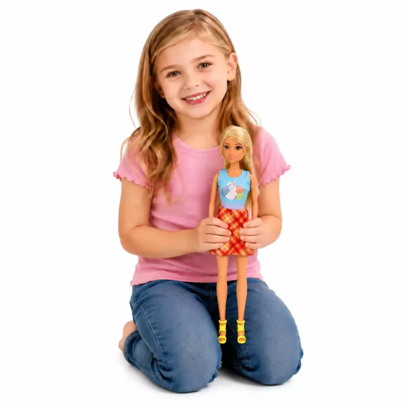 LEAN TOYS Muñeca Anlily con conejo blanco y zanahorias soporte de zanahorias set