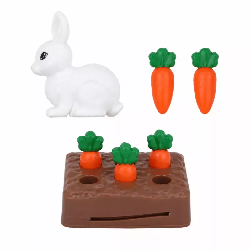 LEAN TOYS Muñeca Anlily con conejo blanco y zanahorias soporte de zanahorias set