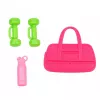 LEAN TOYS Muñeca Anlily con conjunto deportivo con mancuernas, botella de agua, bolso, set de accesorios